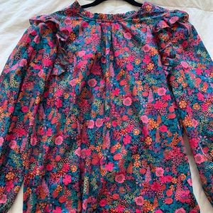 Classic-fit shirt with ruffle collar in Liberty® Ciara print